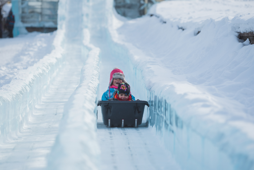 Enjoy sledding. Le Massif is one of the places to visit in Quebec in winter.