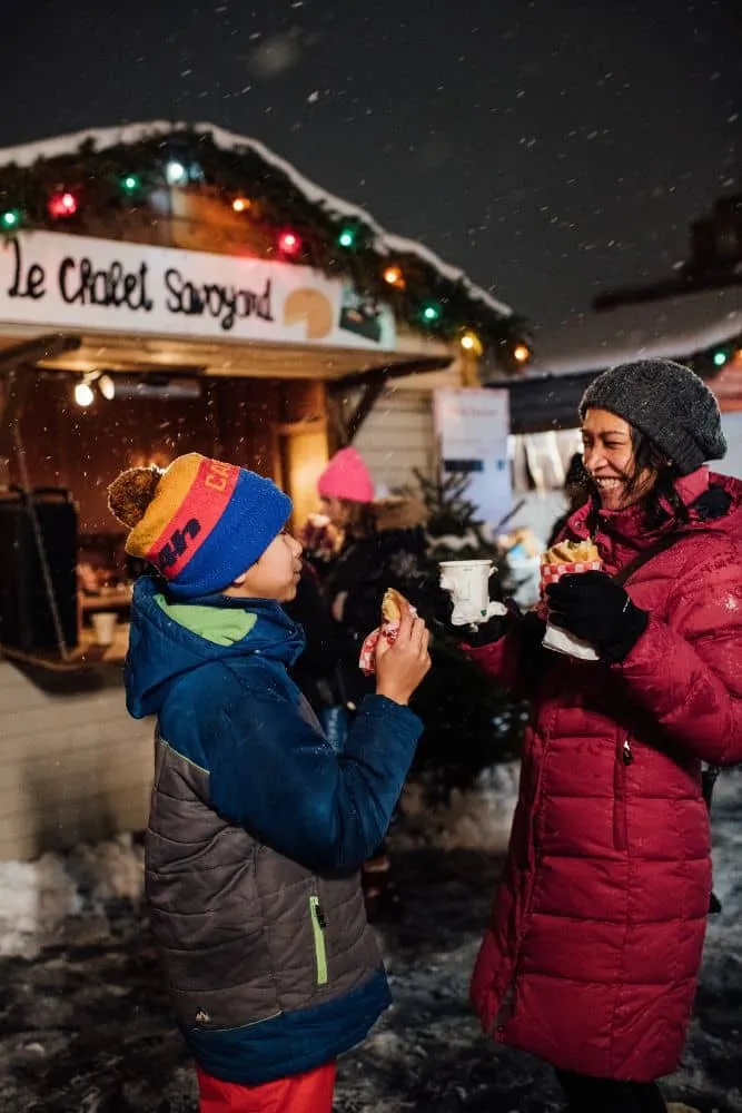 Jean-Talon Christmas Market in winter in Montreal