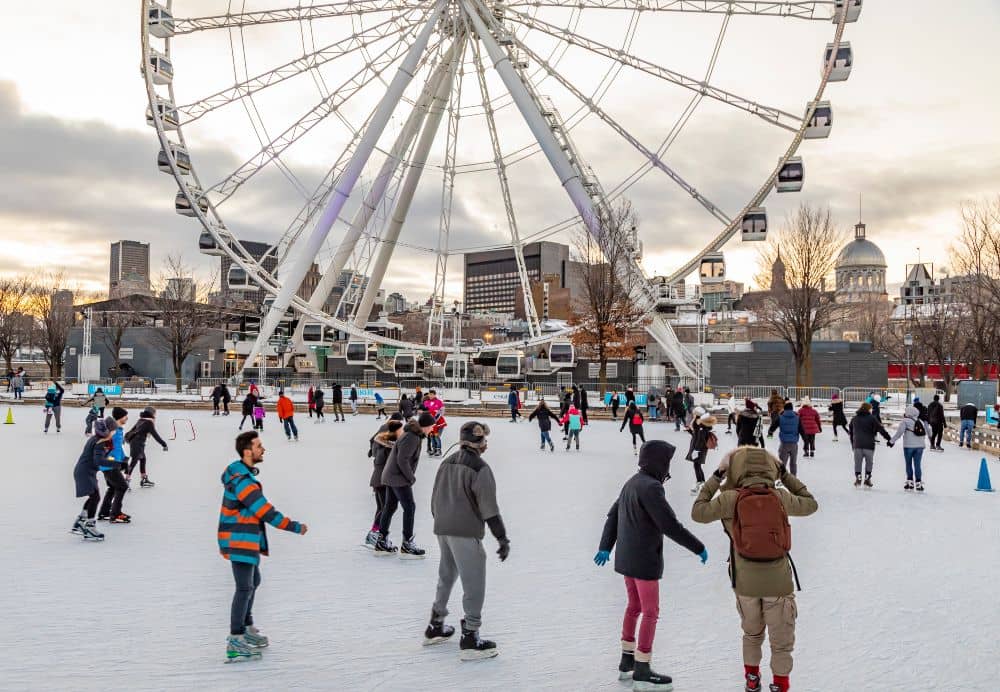 Ice Skating in the Old Port of Montreal at Christmas