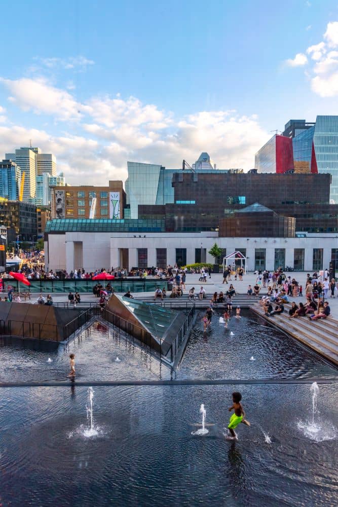 Place to visit in Montreal for free is Place des Arts Fountain