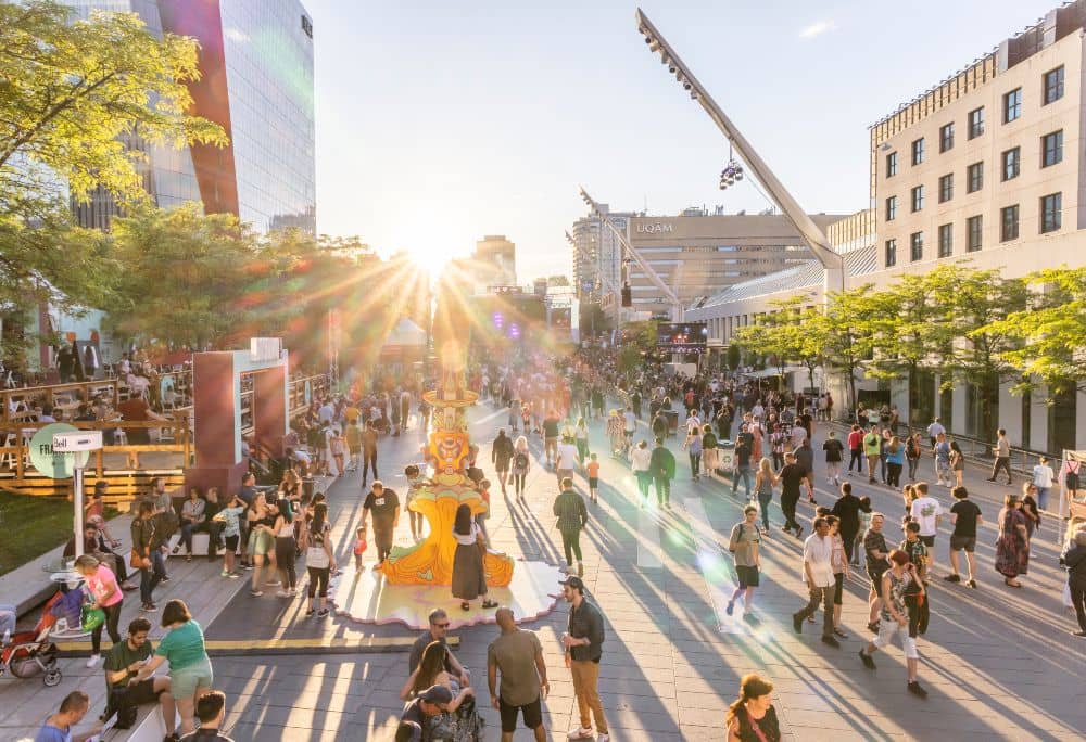 Get free walking tours in Quartier des Spectacles in Montreal