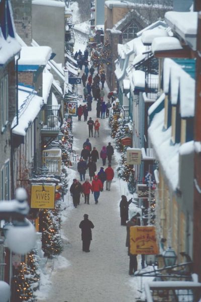Walk along Quartier Petit-Champlain in winter in Quebec City