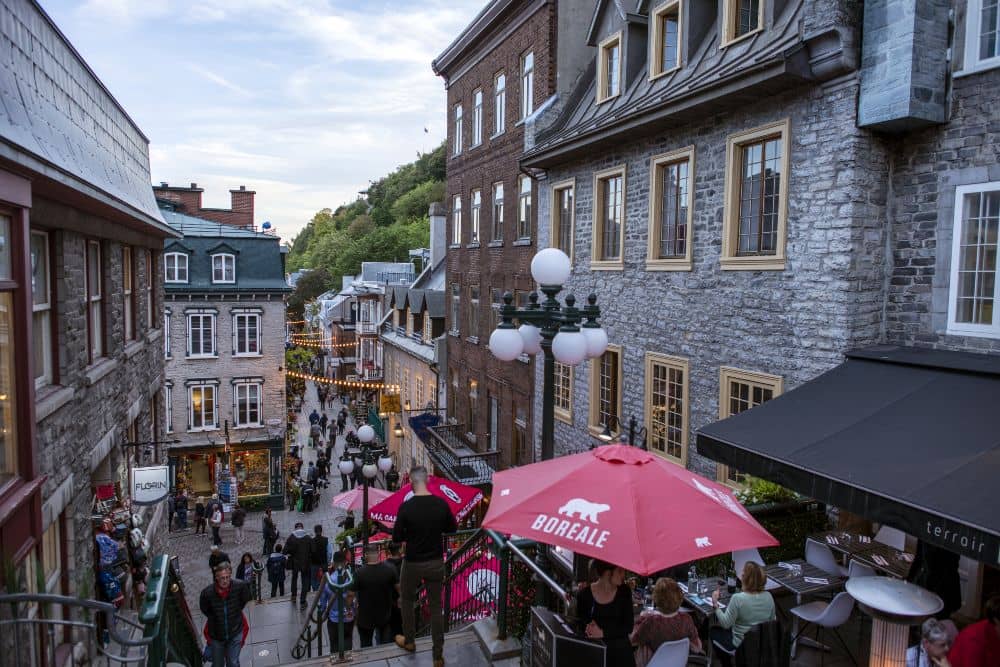 shop and dine at Petit Champlain in Quebec City in April